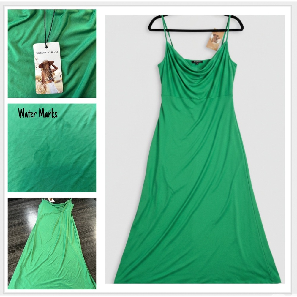 Sincerely Jules XS Green Cowl Neck Sleeveless Slip Dress New with Tags